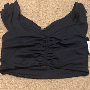 FP Movement by Free People Black Ruched Blouse